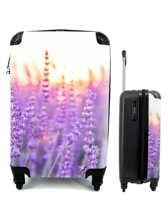 Produktbild von MuchoWow® Koffer Handgepäck Trolley Rollkoffer Kleine Reisekoffer mit 4 Rollen - Lavendel - Nahaufnahme - Lila - Blumen - Cabin Size < 55x40x23 cm & 55x40x20 cm - Fotokoffer - Kabinenkoffer - Boardgepäck - Reise-Box - Reisekoffer - Reisegepäck - Koffer mit Bild - Trolley für Kinder