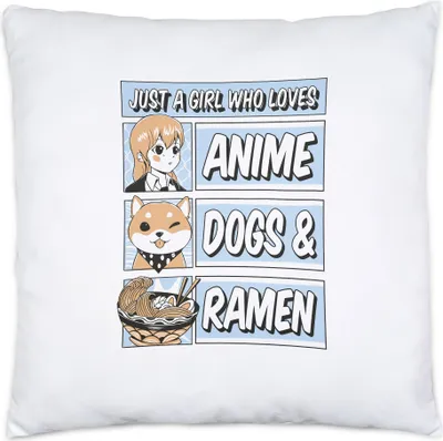 Produktbild von Just a girl who loves Anime, Dogs and Ramen Kissen Inkl Füllung Anime Fans Dogs Ramen Lieblingsgericht Hundefan