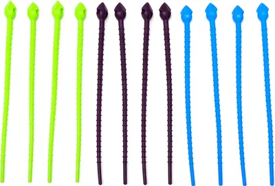 Produktbild von 12 Stück Silikonbänder Rouladenbinder Kabelbinder Silikon 17cm wiederverwendbare Silikonbinder Beutelverschluss