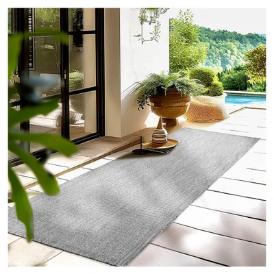 Produktbild von Wetterfester Outdoor-Teppich Einfarbig Grau 80 x 250 cm
