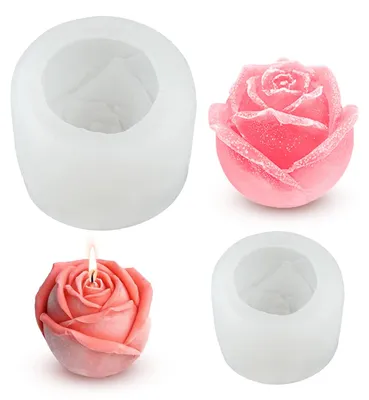 Immagine prodotto di 2 stampi in silicone per candele - Forme a rosa 3D per candele e sapone