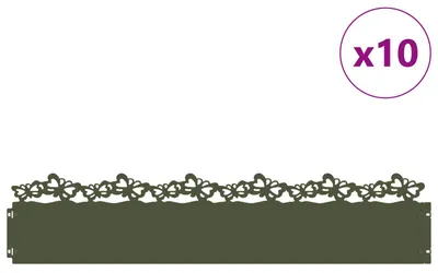 Image de vidaXL Bordure de pelouse 10 pcs vert olive 103 x 0,05 x 22 cm acier