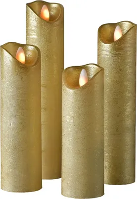 Image de Lot de 4 bougies LED SOMPEX SHINE, fines | dorées | dépoli | télécommandables | minuterie