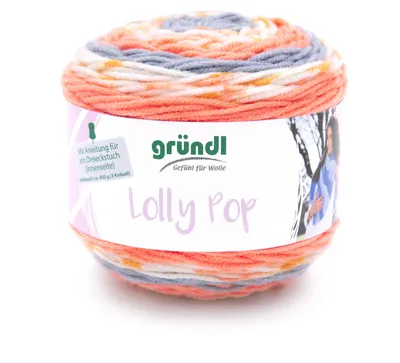 Produktbild von Gründl Wolle "Lolly Pop", 4-fädig, 150 g, ca. 240m Mandarine/Orange/Zinn/Weiß, Farbe 17