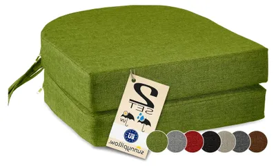 Produktbild von 2er Set Stuhlkissen für den Außenbereich, wasserdicht und UV-beständig 40 x 40 x 7 cm - Polsterauflage mit Bändern - Auflage für Stühle und Bänke - Sitzkissen für Haus und Garten - Grün