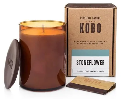 Productafbeelding van KOBO Woodblock geurkaars Stoneflower (15 oz / 425g)