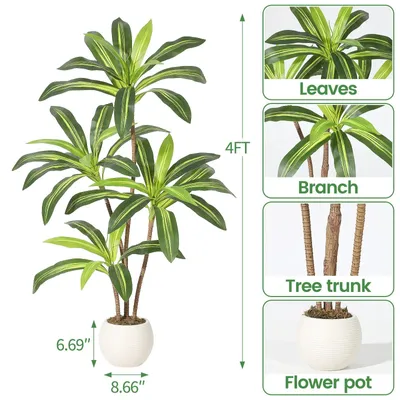 Produktbild von Künstlicher Drachenbaum/Yucca - Bodenpflanze im Topf - 180 cm Höhe - Realistische PE-Blätter - Für Innenbereich - Grün