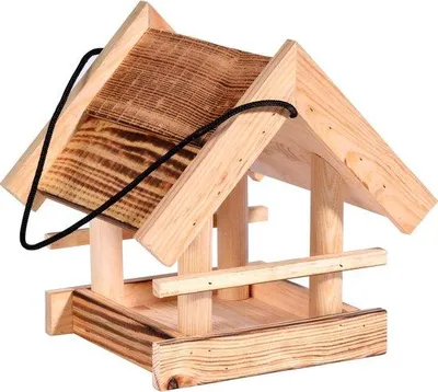 Produktbild von Famanu Vogelhaus Hängend mit Futterplatz - 22 x 20 x 22 cm - Gevlammt