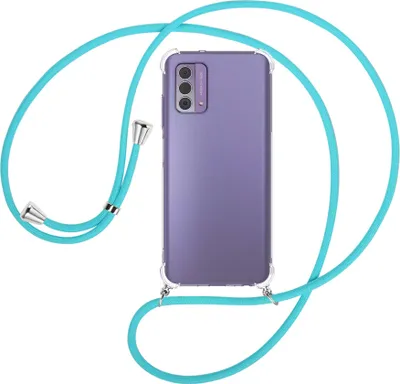 Produktbild von Handykette Backcover-Schutzhülle mit Band (Metall silberfarben) für Nokia G42 5G (6.56'') - türkis