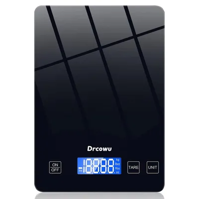 Produktbild von Digitale Küchenwaage 15kg mit LCD Display, 1g Präzision, Wasserdichtes Glas, Tara Funktion, Touch Bedienung, Lebensmittelwaage