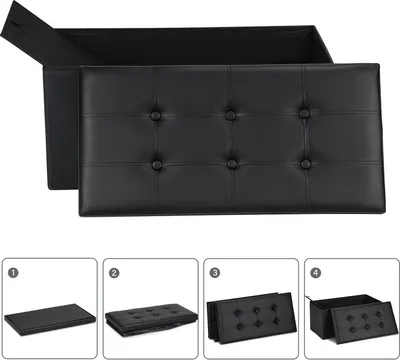 Immagine prodotto di Clanmacy sgabello panca pieghevole con spazio di archiviazione, contenitore, coperchio rimovibile 76x38x38cm grigio