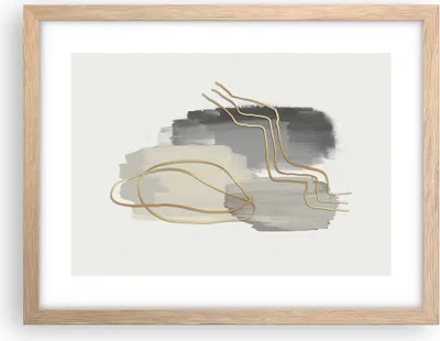 Produktbild von Gerahmtes Poster - Rahmen in heller Eiche - Abstraktion Stück Gold - 40x30 cm - Wand Bild - Wanddeko - Wandbilder - Wandposter - Bilderrahmen - Bilder - Kunstdruck - Wandbild - P2NAA40x30-4149