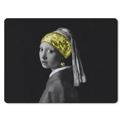 Produktbild von MuchoWow® Mauspad Mousepad Johannes Vermeer - Mädchen mit Perlenohrring - Gold 40x30 cm - Mousepads - Maus Mat - Pad - Mausunterlage - Anti Rutsch