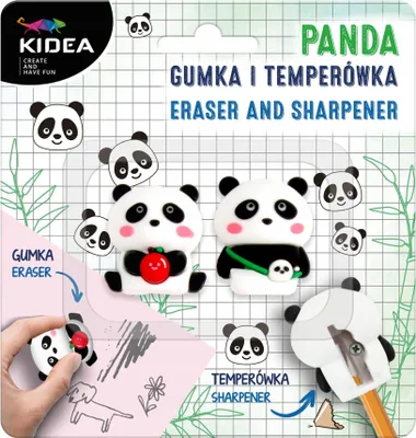 Produktbild von Kidea Panda Schulset – Radiergummi und Anspitzer