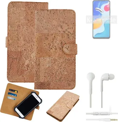 Produktbild von K-S-Trade Hülle kompatibel mit Xiaomi Redmi Note 11S Global + in ear Kopfhörer Kork Handyhülle Cover  Schutzhülle TPU Case Bumper in Hellbraun,