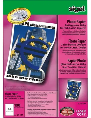Produktbild von SIGEL LP144 Fotopapier für Farb-Laser/-Kopierer, 2-seitig hochglänzend, 200 g/m², A4, 100 Blatt