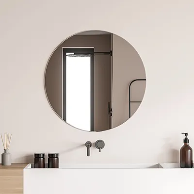 Productafbeelding van Ronde wandspiegel, ronde spiegel voor de badkamer zonder frame, frameloze wandspiegel van aluminium, diameter 60 cm, "Round 60"