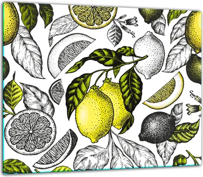 Produktbild von Herdabdeckplatten Glaskeramikkochfeld-Abdeckung Spritzschutz Glas 60x52cm Zitrone