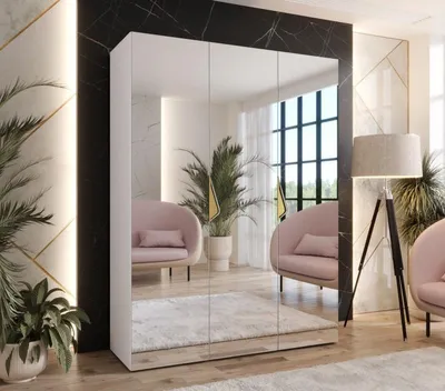 Produktbild von Spiegelschrank 150 cm AMARIS 3 - weiß / goldene Griffe