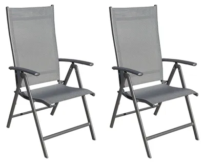 Immagine prodotto di LC Garden «Garvio» Set di 2 sedie pieghevoli antracite Sedia regolabile in 7 posizioni