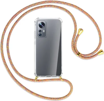 Produktbild von Handykette Backcover-Schutzhülle mit Band (Metall goldfarben) für Xiaomi 12 - Rainbow