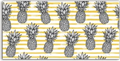 Produktbild von Coloray Canvas 100x50  Wandbild Leinwand Bilder Ananas mit gestreiften abstrakt Linien