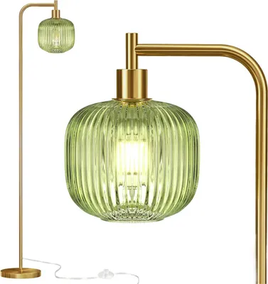 Obrázok produktu pre Severská retro stojacia lampa zo skla, stojaca lampa v štýle vidieckeho domu, dekoratívne stojace vysoké lampy do obývačky, spálne, kancelárie, jedálne, zelená
