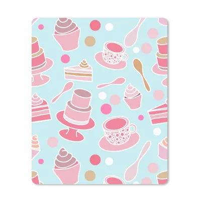Produktbild von MuchoWow® Mauspad Mousepad Torte - Tee - Cupcake - Rosa - Design 30x40 cm - Mousepads - Maus Mat - Pad - Mausunterlage - Mausmatten