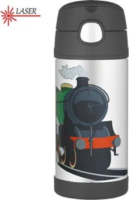Image de Thermos pour enfants avec paille - train