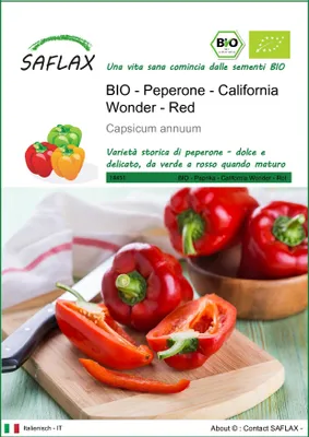 Immagine prodotto di SAFLAX  -- Peperone - California Wonder - Red - 20 semi - Capsicum