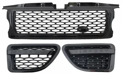 Imagen del producto de Rejilla para el modelo Sport 05-08 L320, estilo Autobiography, completamente negra, con ranuras laterales.