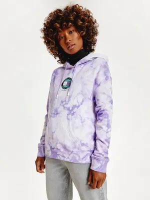 Immagine prodotto di Felpa con cappuccio a fantasia viola chiaro da donna di Tommy Jeans