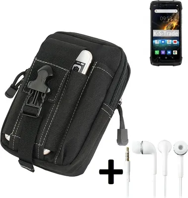 Produktbild von K-S-Trade Gürteltache + Kopfhörer kompatibel mit Blackview BV6900 Gürtel Tasche Holster Schutz Hülle Handy Hülle  schwarz inkl. Extrafächer
