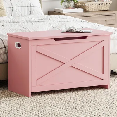 Produktbild von Schuhbank mit Stauraum 76 cm, Sitztruhe aus MDF, Flurbank, Rosa