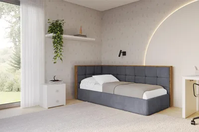 Produktbild von ALTDECOR Jugendbett mit Bettkasten SOVY - 80x200 - Dunkelgrau - Casablanca 2315 - Bett mit Matratze - Rechts angeordnet - Einzelbett mit Stauraum - Polsterbett Kinderbett