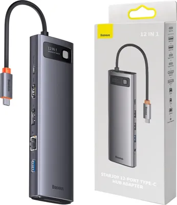 Image de Baseus Metal Gleam Multifunctional Usb Type C Hub 12W1 Hdmi / Dp / Usb Type C / Minijack 3.5Mm / Rj45 / Sd (Wkwg020213)