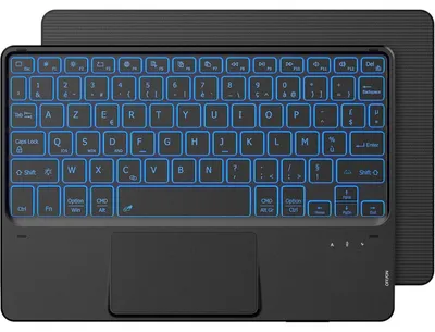 Immagine prodotto di Tastiera Bluetooth con touchpad, layout francese, wireless, retroilluminazione a 7 colori, compatibile con iOS, Android, tablet, Windows, colore nero