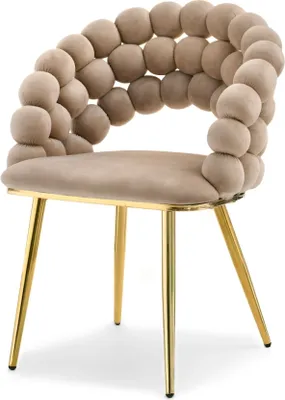 Zdjęcie produktu dla Designerskie krzesło do jadalni NAHIDA - beż / złoto