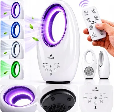 Produktbild von Velano Standventilator 60W mit Fernbedienung, Oszillation und Timer, Blattloser mobiler Lüfter Ventilator leise
