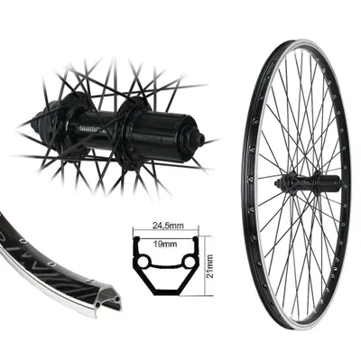 Produktbild von Bärwinkels 28 Zoll Hinterrad Shimano QC400 Industrielager Hohlkammer schwarz 8,9,10-fach V-Brake 622-19 Laufrad