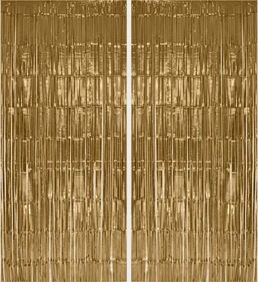 Produktbild von 2x Lametta Vorhang - light gold - 91x244 cm