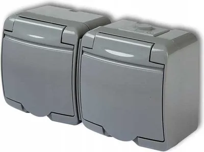 Obrázok produktu pre Dvojitá Hermetická Zásuvka Ip54 Sivá N/T Nt