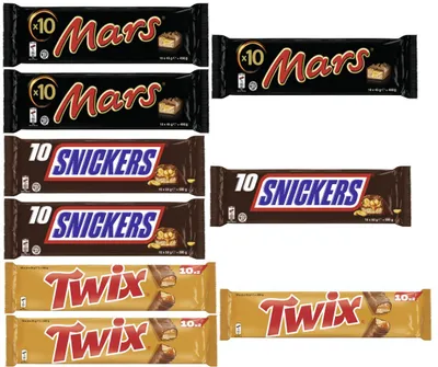 Produktbild von Schokoriegel Mega-Mix 4350g - Mars, Snickers, TWIX - 9 Packungen