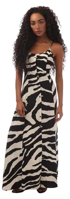 Productafbeelding van Alleen - "Nova Gigi" maxi-jurk voor dames, polyester, spaghettibandjes, model GT28743 (maat 32 EU) (zwart/wit)