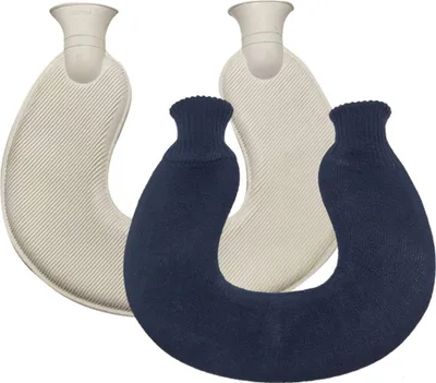 Produktbild von U-förmige Wärmflasche für Nacken und Schulter, wärmerer Gummi-Warm- und Kaltwasserbeutel für den Winter, entspannend, wiederverwendbar, Schmerzlinderung, tragbar, weicher Strickbezug