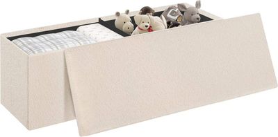 EUGAD Sitzbank mit Stauraum, Polsterbank mit Teddystoff-Bezug, 300 kg belastbar, Beige
