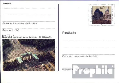 Produktbild von Belege Ganzsachen BRD (BR.Deutschland) 1992 PSo28 Amtliche Sonderpostkarte gefälligkeitsgestempelt  Philatelia 92