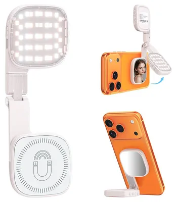 Produktbild von Magnetisches Selfie-Licht für Videoanrufe, 360° faltbares Ringlicht mit 3 Farben und dimmbarer Helligkeit, 1000 mAh, für Zoom/TikTok/Selfies