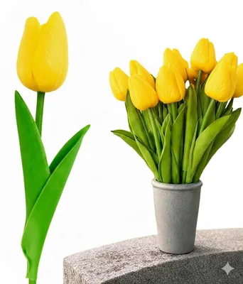 Produktbild von Kunsttulpe Schaumtulpe Kunstblume Gelb 34 cm Dekoblume für Vase Bukett Gesteck Frühlingsdeko