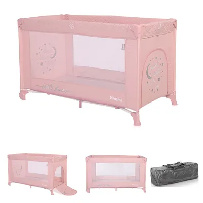 Produktbild von Lorelli Baby Reisebett Laufstall Noemi eine Ebene, seitliche Öffnung, Matratze pink